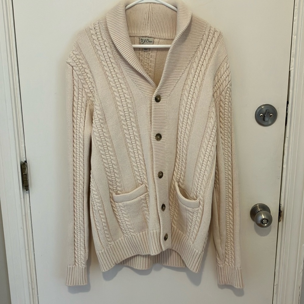 J Crew Heritage Cotton Cardigan Sweater Cauliflower XL